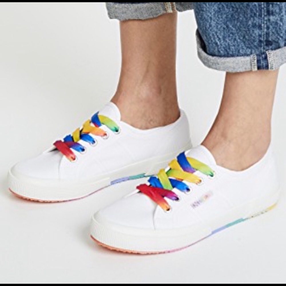 Superga 2750 White w/Multicolor Lace Sneaker